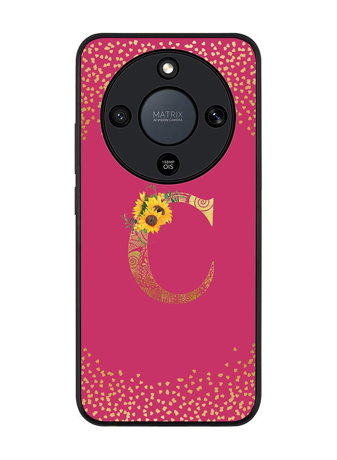 For Honor X9d / Magic8 Lite / X70 Case,Slim fit Camera Protection, Shockproof Thin Phone cover  - Custom Floral Monogram - C ( Deep Pink )